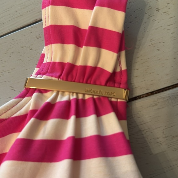 MICHAEL KORS | One Shoulder Pink & White stripe 1 Piece Swimsuit Bathing Suit 12 - Picture 2 of 7